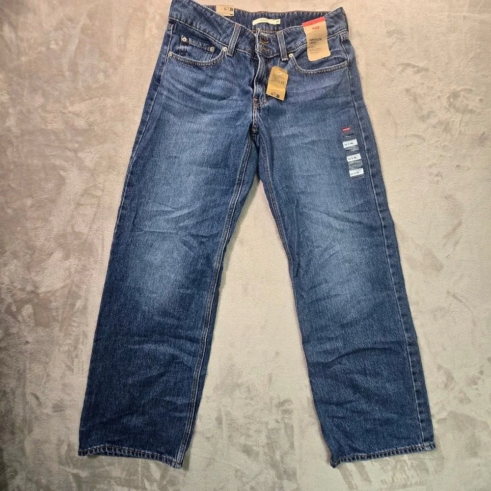 Levis Superlow Loose Jeans Mens 29x32 Medium Wash Straight Leg A7498-0002 NWT